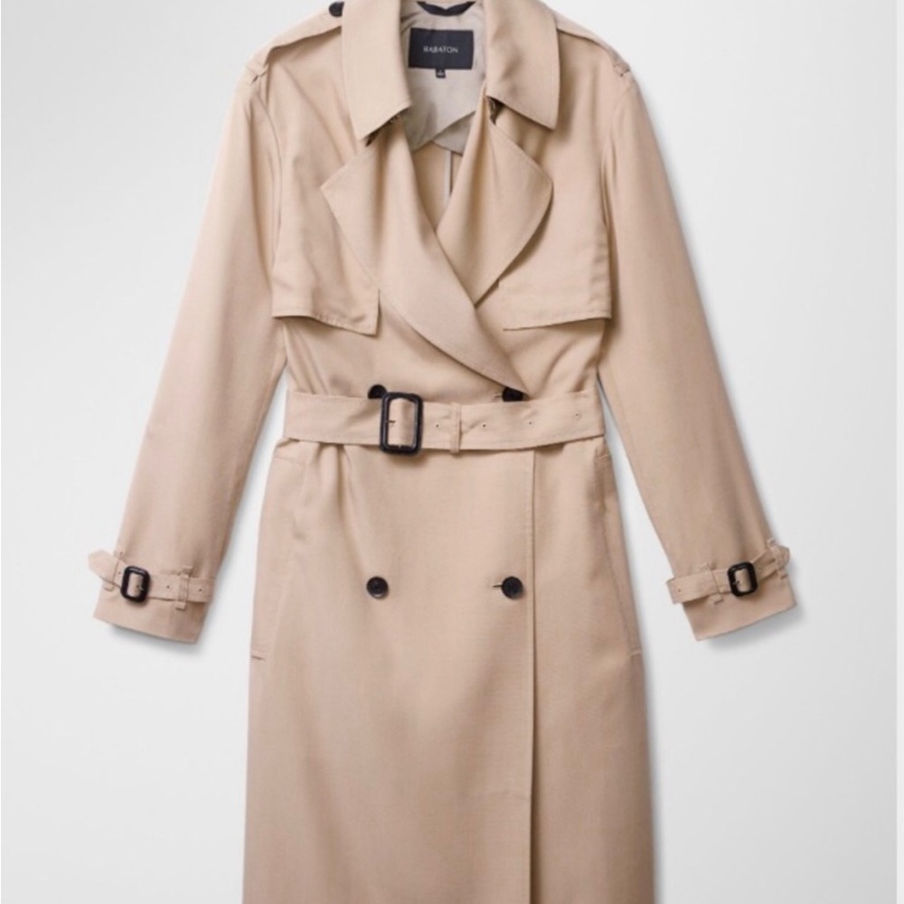 Aritzia Babaton drape classic lyocell trench coat camel tan XS